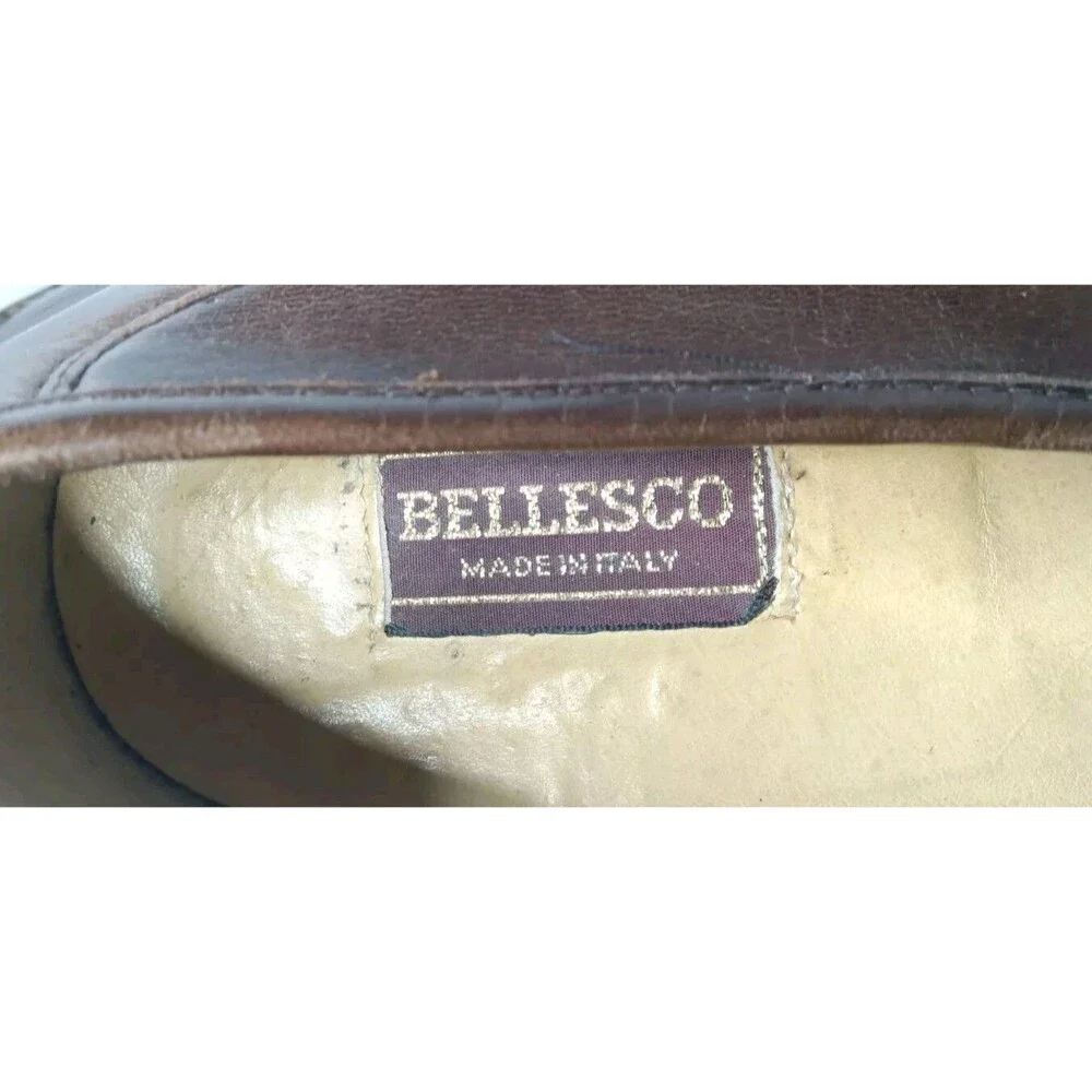 Vintage Bellesco Italian Leather Tassel Loafers Men's Shoes Size 9.5 M Brown